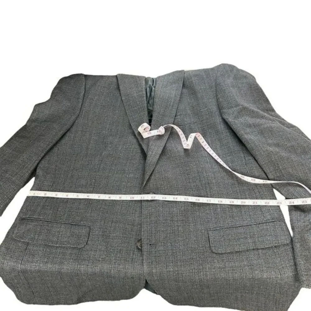 Ralph Lauren 44L Long‎ 100% Lambswool Gray Houndstooth Sport Coat Blazer Jacket